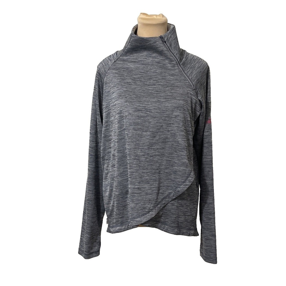 Ibkul Top Womens L Gray Asymmetrical Zip Tulip High Neck Golf Old Overton Top